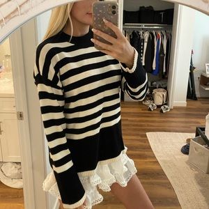 Zara Striped Mock Neck Sweater